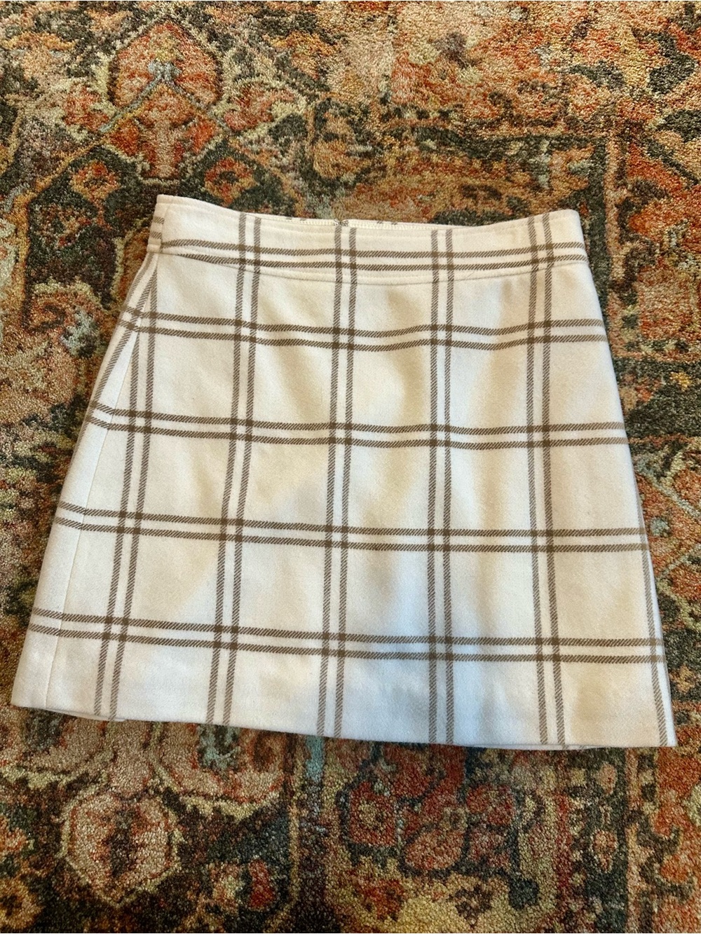 J. Crew Wool Mini Skirt with Tan Plaid